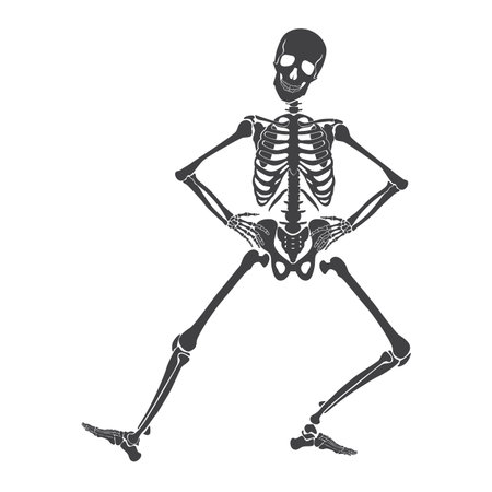 Dance of black human skeleton, energy dancing movement of happy funny dead character vector...