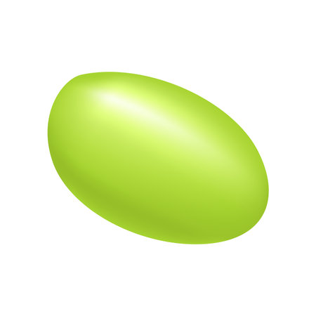 3D green jelly candy of oval shape with soft glitter light effect vector illustrationのイラスト素材