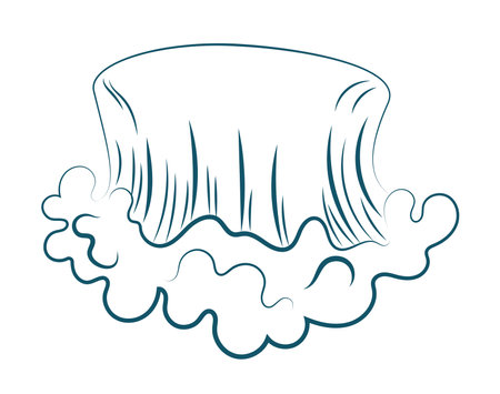 Sea or ocean wave with tidal foam line sketch, curve water flow vector illustrationのイラスト素材