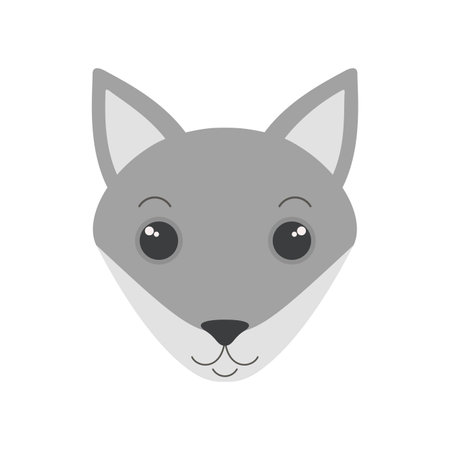 Cute wolf face, portrait of night forest beautiful animal vector illustrationのイラスト素材