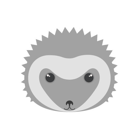Cute hedgehog face, portrait of forest animal character with thorns vector illustrationのイラスト素材