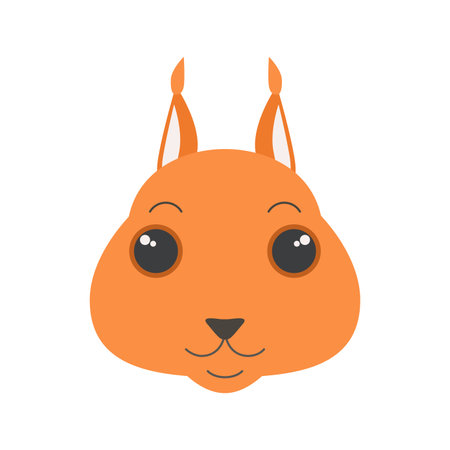 Cute squirrel face, portrait of wild forest mascot, furry character vector illustrationのイラスト素材