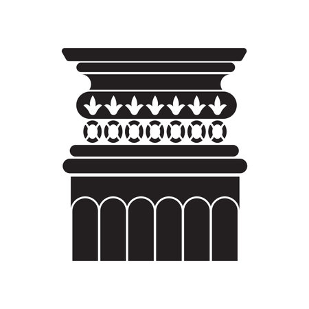 Classic column capital black line icon, iconic ornate monument vector illustrationのイラスト素材