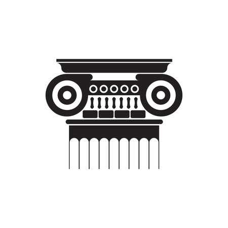Classic column capital black line icon, Ionic architectural order vector illustrationのイラスト素材