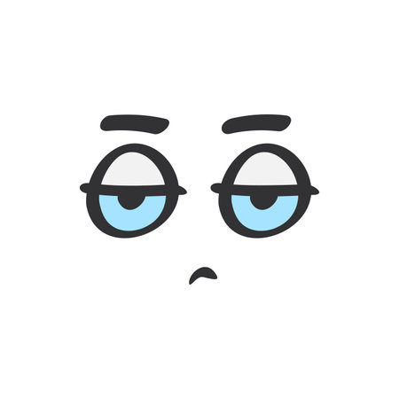 Disappointed cute face expression, boredom of character in doodle style vector illustrationのイラスト素材