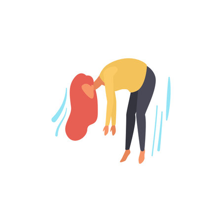 Woman flying in air with hands down pose, female character falling vector illustrationのイラスト素材