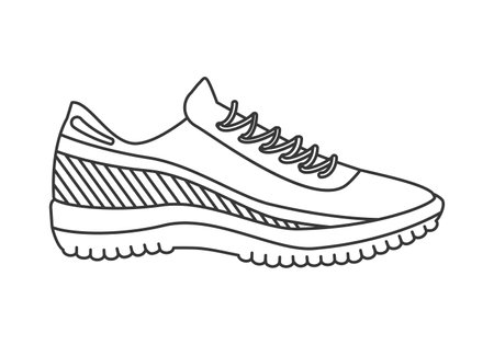 Sneaker with curved sole for healthy foot, line pattern and lace line icon vector illustrationのイラスト素材