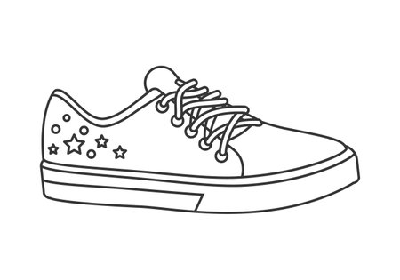 Casual shoes with laces and group of stars on back line icon vector illustrationのイラスト素材
