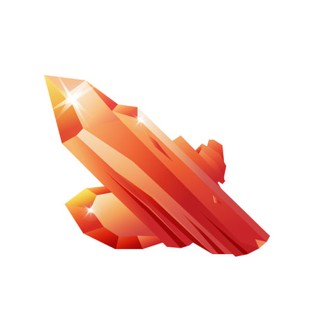 Precious red stones, shiny glass crystals of minerals with magic light vector illustrationのイラスト素材