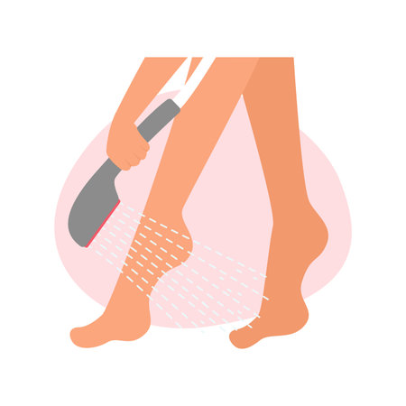 Girls hand holding shower head to water feet in daily foot hygiene procedure vector illustrationのイラスト素材