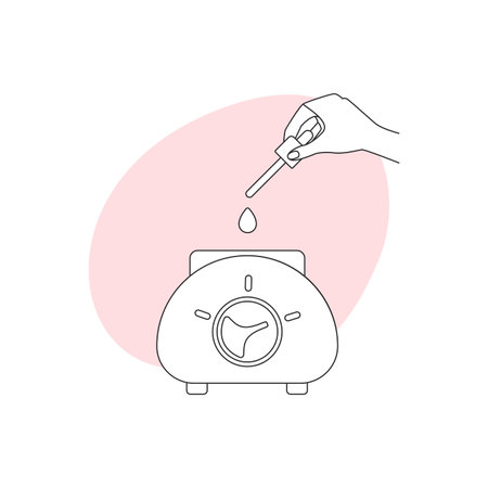 Instruction how to use facial sauna, adding aroma oil to container of steam line icon vector illustrationのイラスト素材