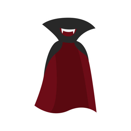 Halloween scary red cloak with vampire smile and sharp teeth vector illustrationのイラスト素材