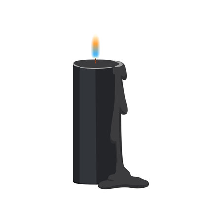 Black candle with fire on wick for witchcraft and magic spells vector illustrationのイラスト素材