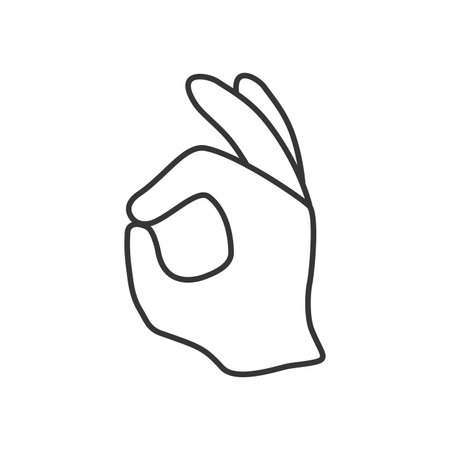 Clean vector outline of an okay hand sign gesture, perfect for approval or agreement icons.のイラスト素材