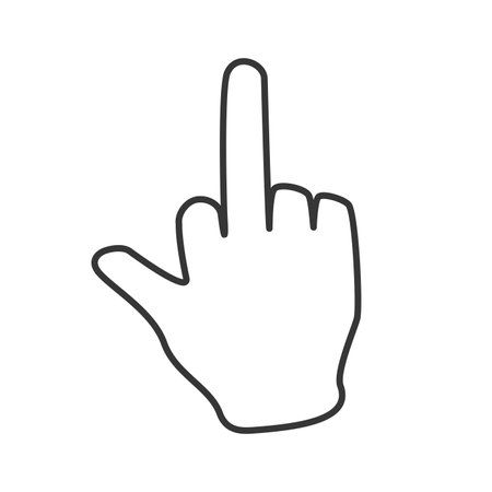 Line art vector illustration of a pointing finger gesture, used to indicate direction or attention.のイラスト素材