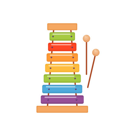 Vector illustration of colorful wooden xylophone, perfect for children educational toys.のイラスト素材