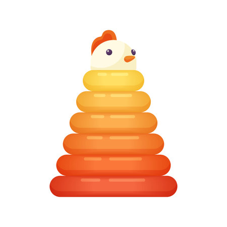 Vector design of a stackable wooden toy, ideal for children motor skills development.のイラスト素材