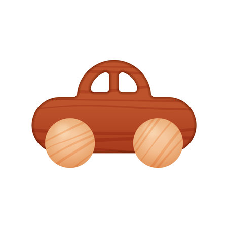 Vector illustration of a simple wooden toy car, ideal for children play.のイラスト素材