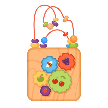 Vector image of a wooden activity cube, perfect for toddlers learning activities.のイラスト素材