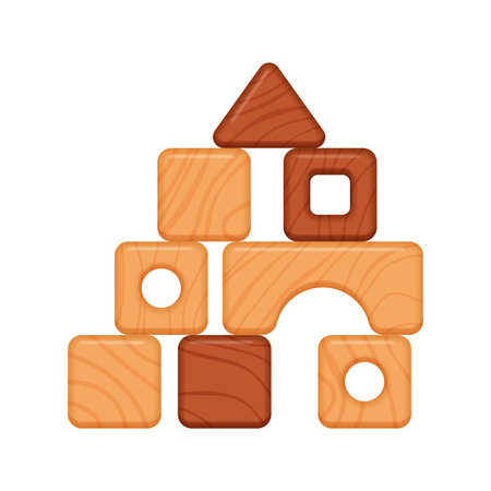 Vector illustration of wooden building blocks, great for creative play.のイラスト素材