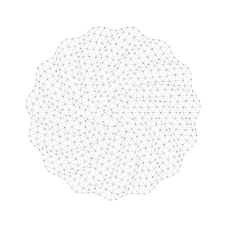 Abstract geometric wireframe mesh forming a circular shape perfect for technology backgrounds, science visuals, or modern web graphics isolated on white background vector illustrationのイラスト素材
