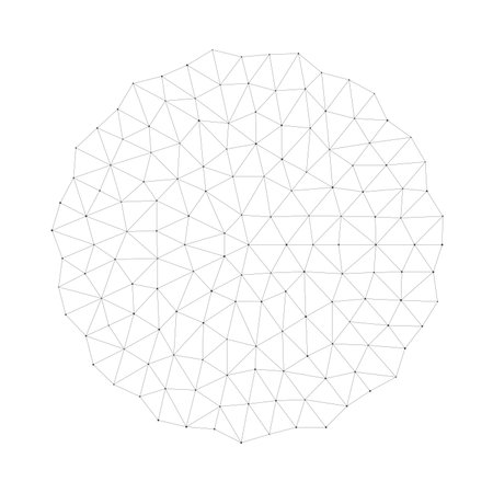 Abstract geometric wireframe mesh forming a circular polygonal pattern ideal for backgrounds, technology, science, or modern graphic projects isolated on white background vector illustrationのイラスト素材