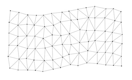 Abstract polygonal mesh grid with connected points and wavy lines perfect for technology backgrounds, science presentations, or digital design projects vector illustrationのイラスト素材
