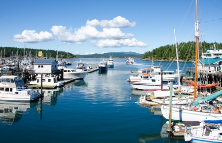 Friday Harbor, USA  May 31, 2013 The seaport is popular with sailors and boaters when they visit the San Juan Islands in Washington State.のeditorial素材