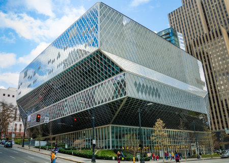 Seattle, United States – January 3, 2014  View of the award-winning geometric glass and steel...