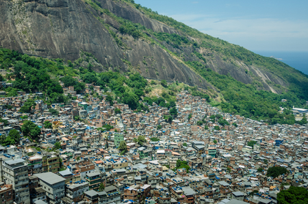 Rio de Janeiro, Brazil, February 28, 2017 â Aerial view of the houses in Rocinha, the largest favela in the country with 70,000 residents.のeditorial素材