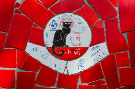 Rio de Janeiro, Brazil, February 26, 2017 â The cat is a prominent addition to the  world-famous Selaron Steps created by Chilean-born artist Jorge SelarÃ³n includes more than 2000 tiles collected from over 60 countries.のeditorial素材