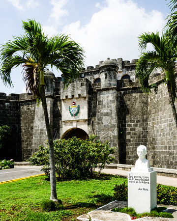 Havana, Cuba, June 19, 2016 - A bust of the Jose Marti in front of the Revolutionary Police Station is one of many sculptures of the author and national hero who fought against Spanish forces in 1895.のeditorial素材