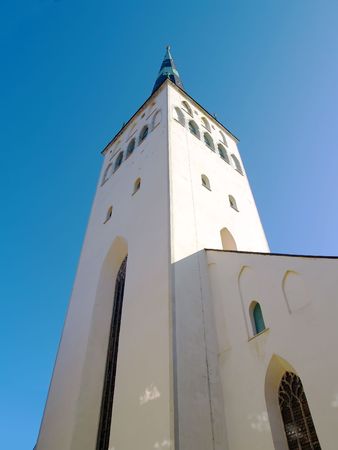 Medieval church Oliviste in old Tallinn, capital of Estoniaの写真素材