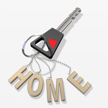 house key and keychain 3D computer generatedの写真素材