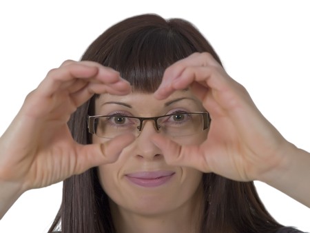 Close-up of a beautiful lady isolated on a whiteの写真素材