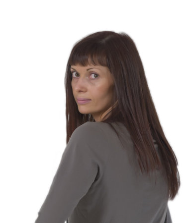 Close-up of a beautiful lady isolated on a white