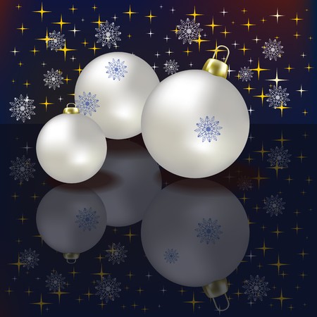 Christmas balls and stars on a blue backgroundのイラスト素材