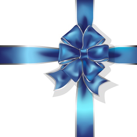 blue gift ribbon and bow vector objectのイラスト素材