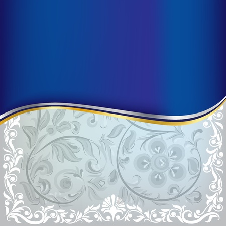 abstract blue floral ornament on a white backgroundのイラスト素材