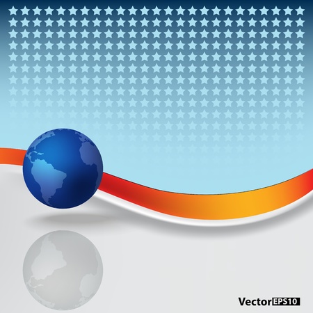 abstract background with blue globe and starsのイラスト素材