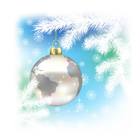 Christmas background with planet on treeのイラスト素材