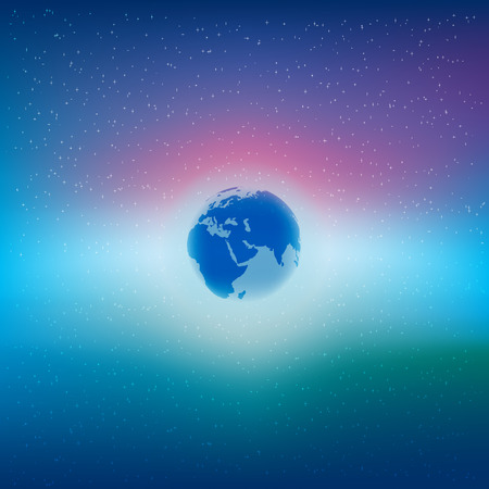 abstract background with earth and stars on blueのイラスト素材