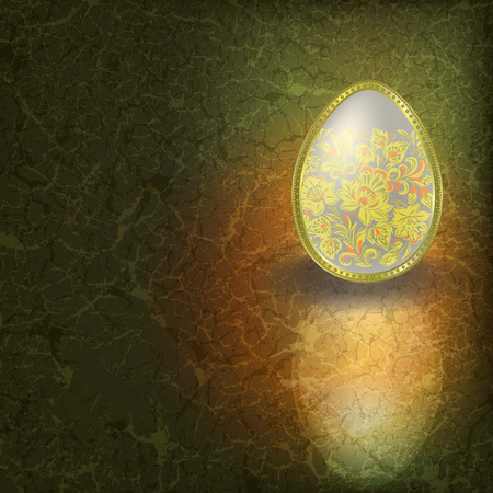 abstract illustration with easter egg on green backgroundのイラスト素材