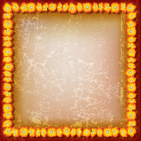 abstract floral background with red flowers on beigeのイラスト素材