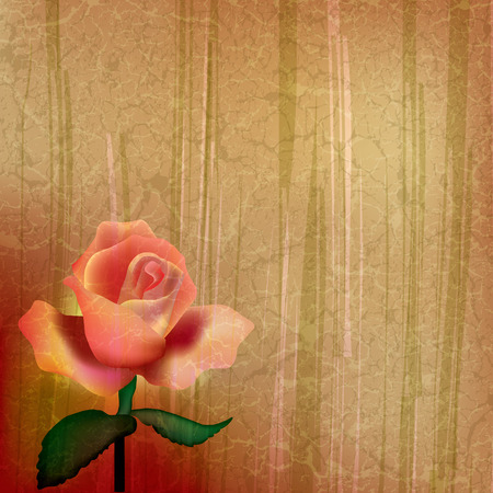 abstract grunge illustration with rose on beige backgroundのイラスト素材