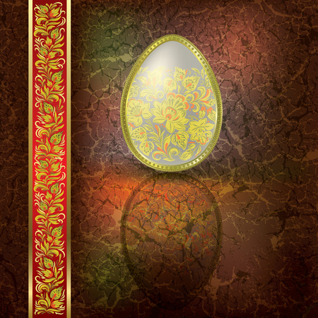 abstract illustration with easter egg on brown backgroundのイラスト素材