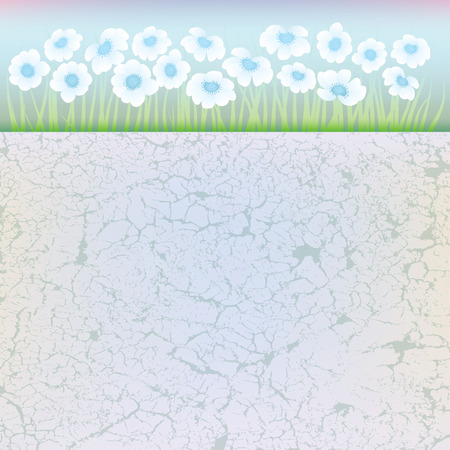 abstract floral illustration with white flowers on blueのイラスト素材
