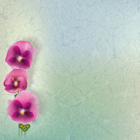 abstract floral illustration with red flowers on dirty blue backgroundのイラスト素材