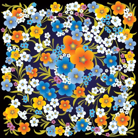 abstract spring background with flowers on blackのイラスト素材