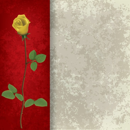 abstract grunge floral background with yellow rose on redのイラスト素材